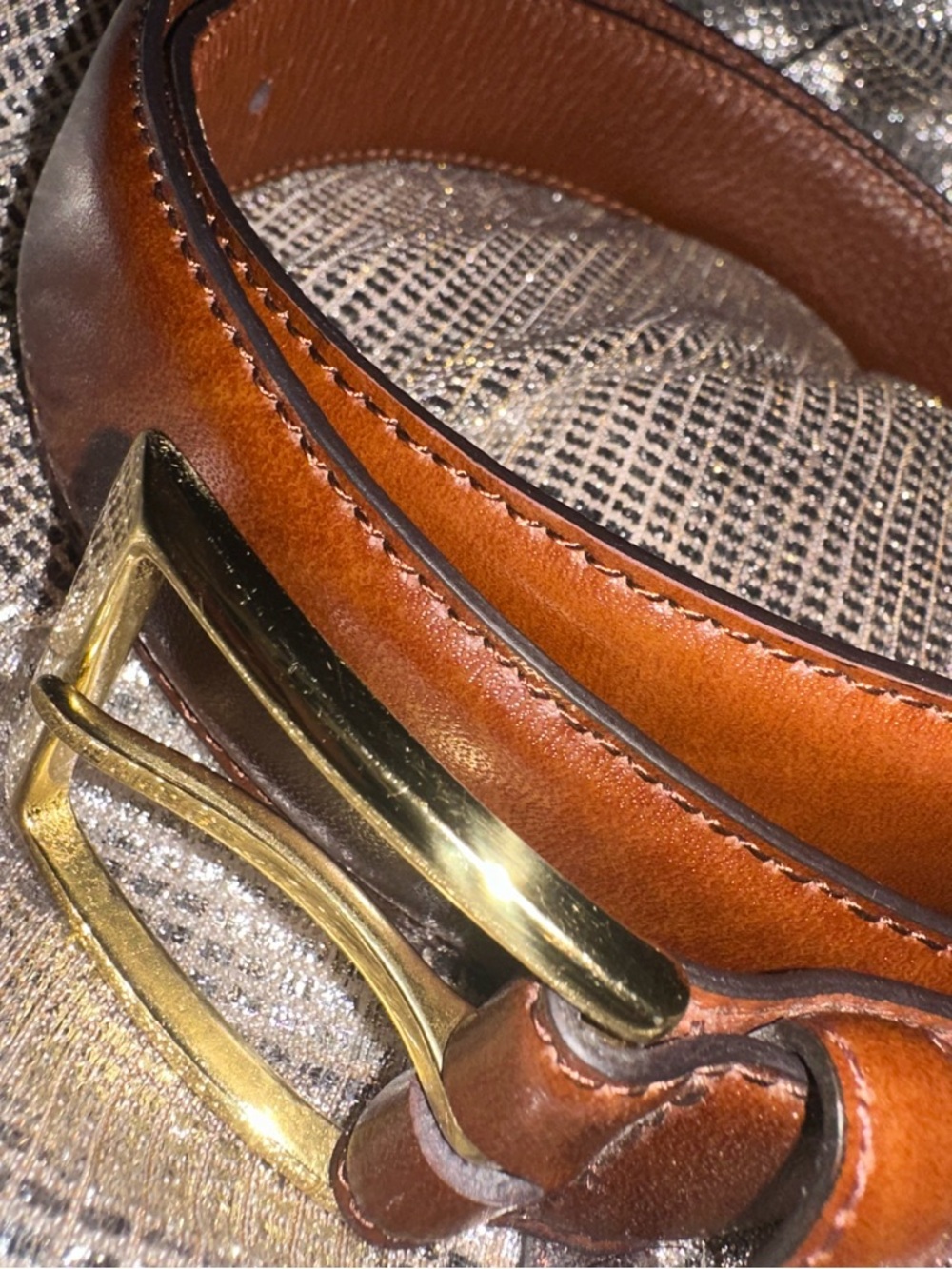 Jos. A. Bank Fine Italian Leather Brown Dress Belt Solid Brass Buckle Size 34